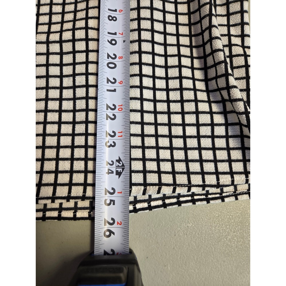 Adrianna Papell Womens XL Black White Grid Windowpane Short Sleeve Blouse Top - Picture 9 of 9